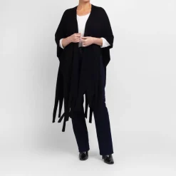 Clearance Godske Noen Knitted Fringed Cape Black
