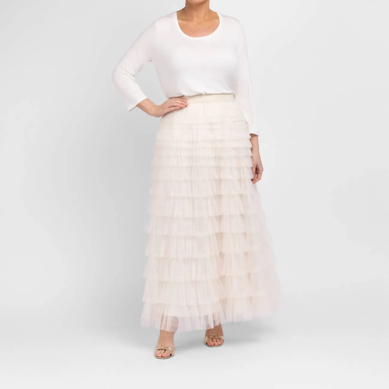 Hot Godske Noen Layered Tulle Frill Skirt Vanilla