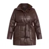 Discount Persona by Marina Rinaldi FAUX-LEATHER PUFFER BROWN