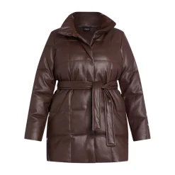 Discount Persona by Marina Rinaldi FAUX-LEATHER PUFFER BROWN