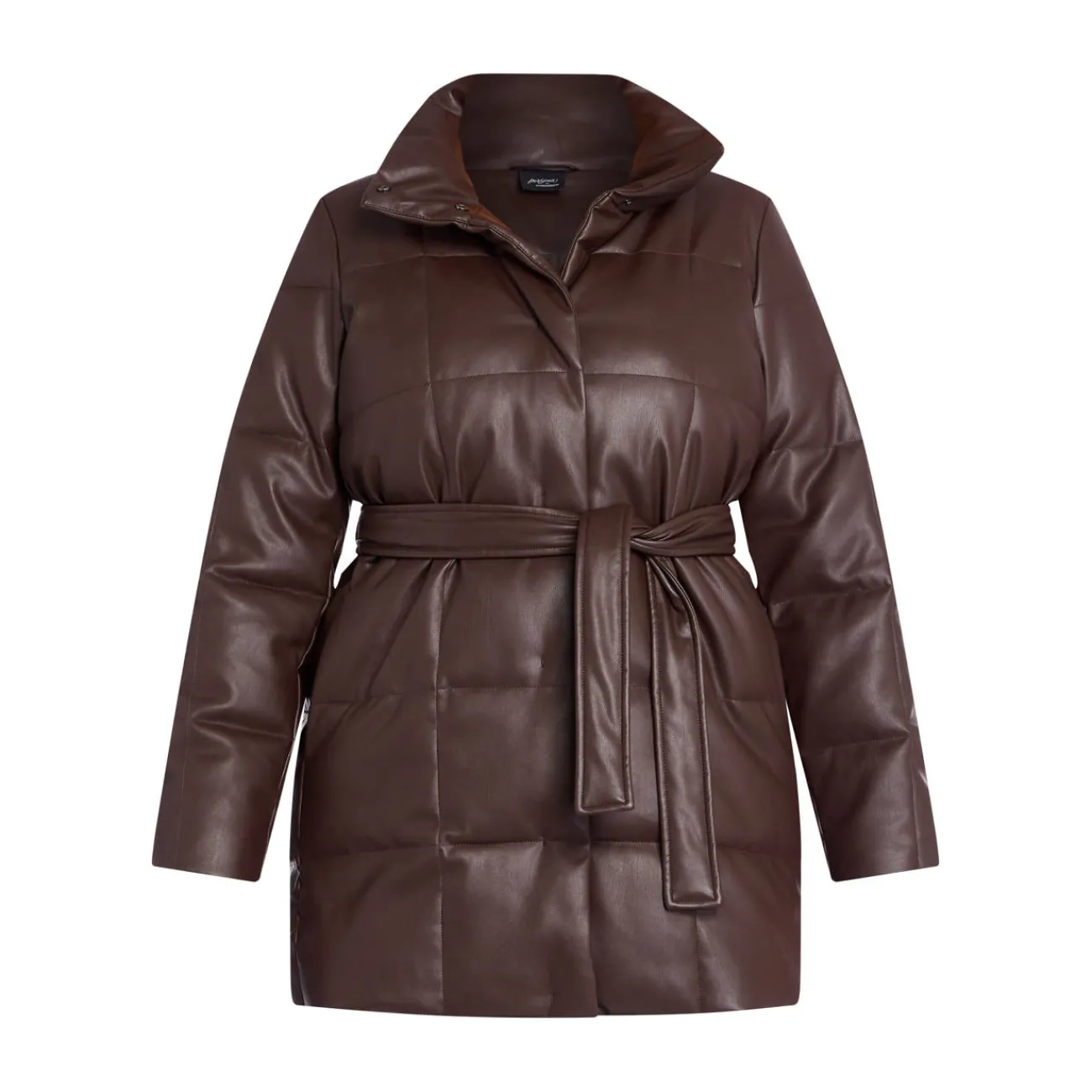 Discount Persona by Marina Rinaldi FAUX-LEATHER PUFFER BROWN