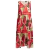 Best Persona by Marina Rinaldi Floral Print Dress Optional Sleeve Coral