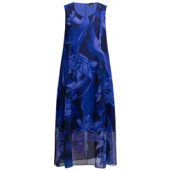 Best Persona by Marina Rinaldi Floral Print Dress Optional Sleeve Blue