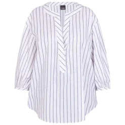 Best Persona by Marina Rinaldi Cotton Linen Tunic Blue Stripe