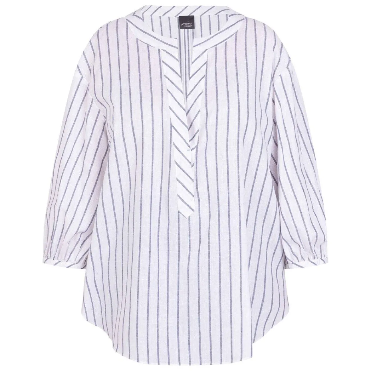 Best Persona by Marina Rinaldi Cotton Linen Tunic Blue Stripe