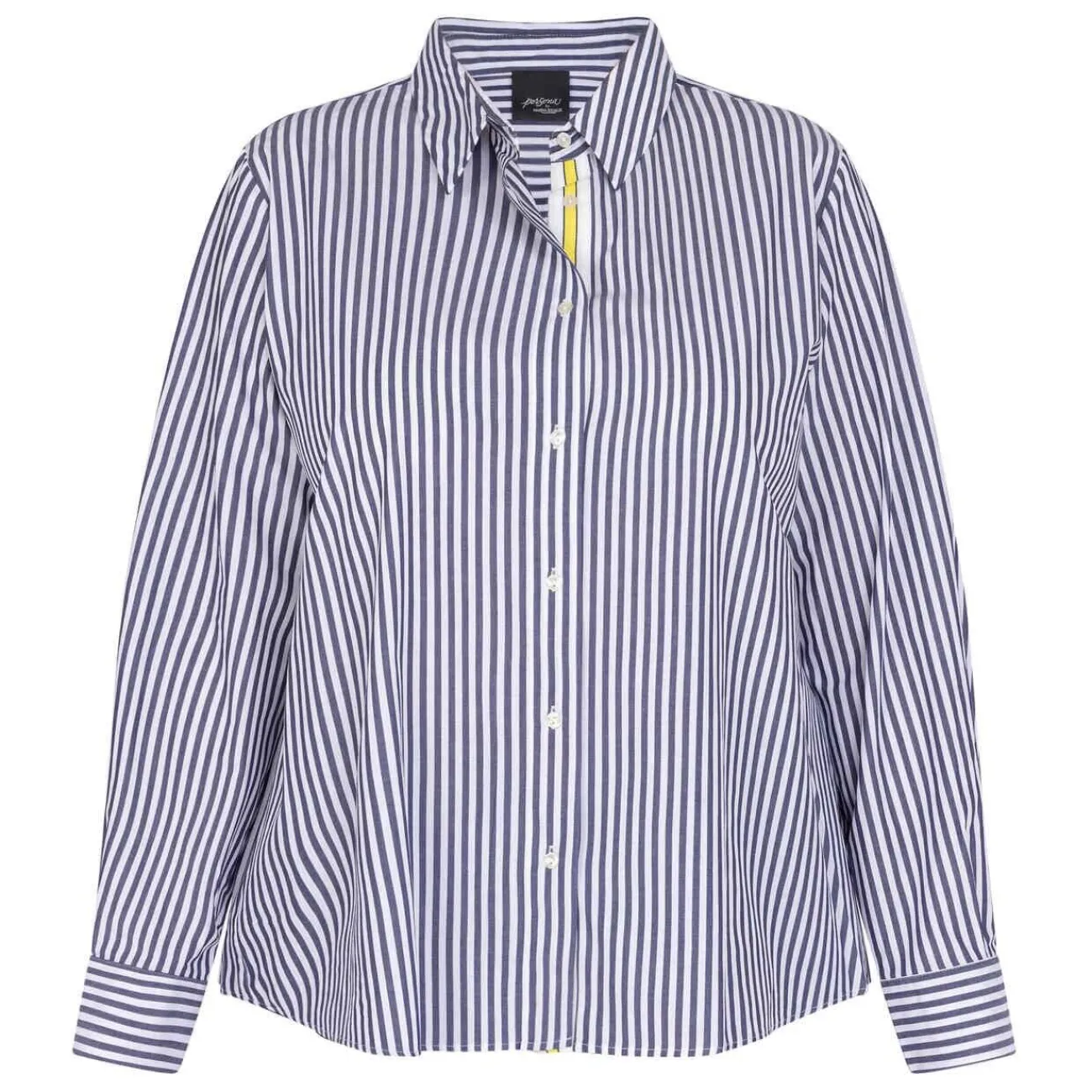 Online Persona by Marina Rinaldi Stripe Cotton Shirt Navy