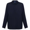 Hot Persona by Marina Rinaldi Silk Blend Crepe de Chine Shirt Navy