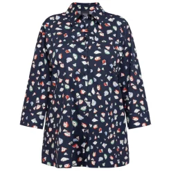 Online Persona by Marina Rinaldi Cotton Print Shirt Navy