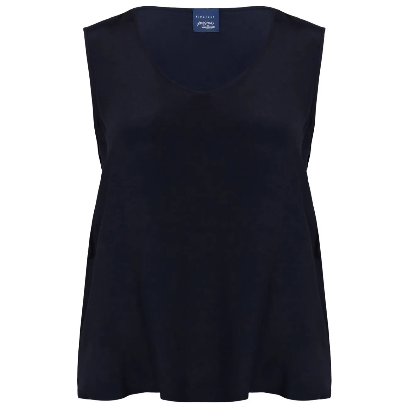 Fashion Persona by Marina Rinaldi Silk Acetate Vest Optional Sleeve Navy