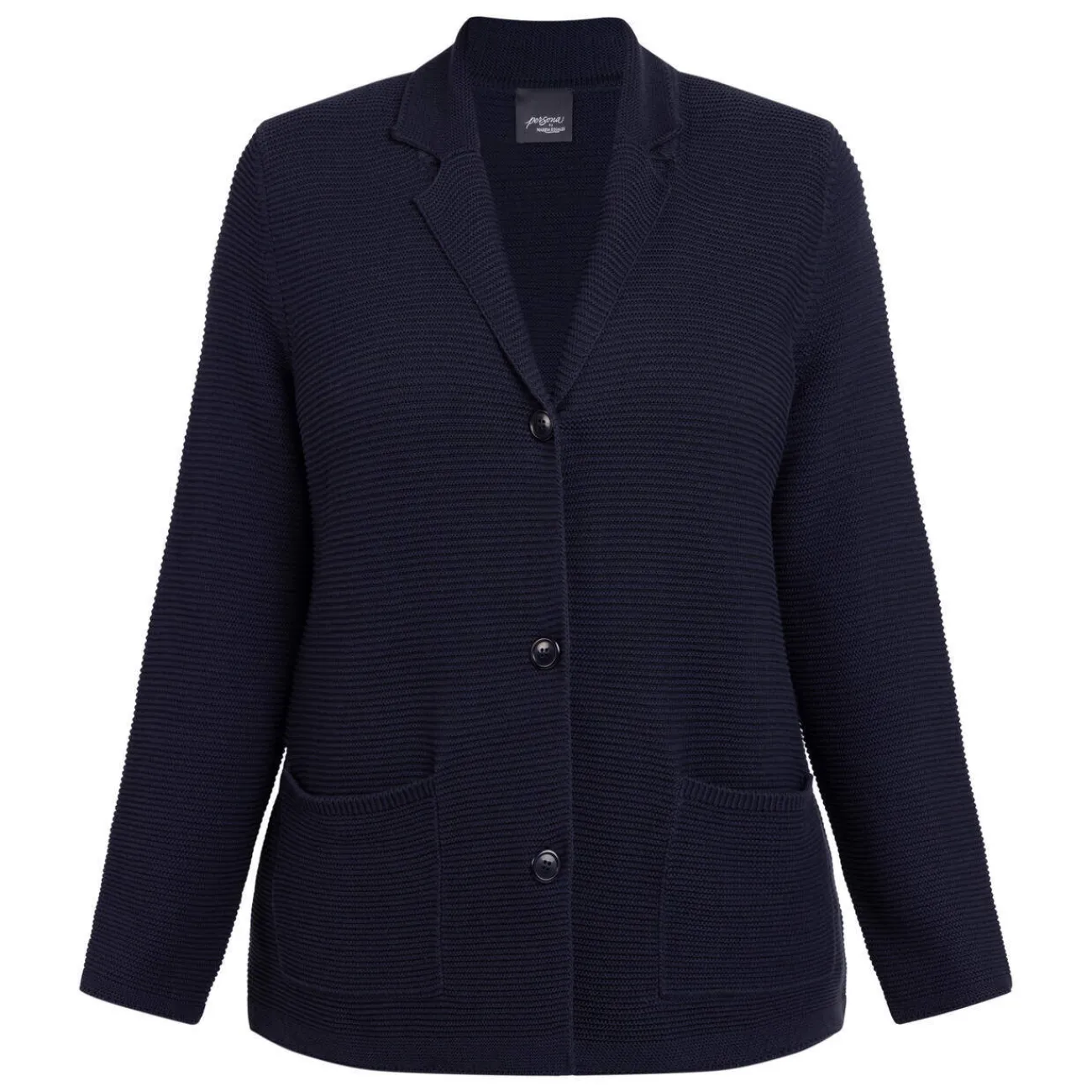 Fashion Persona by Marina Rinaldi Ribbed Cotton Cardigan Navy