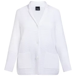 Online Persona by Marina Rinaldi Ribbed Cotton Cardigan White