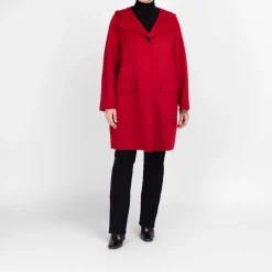 Outlet Persona by Marina Rinaldi Wool Blend Coat Red