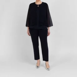 Online Persona by Marina Rinaldi Georgette Jacket Navy