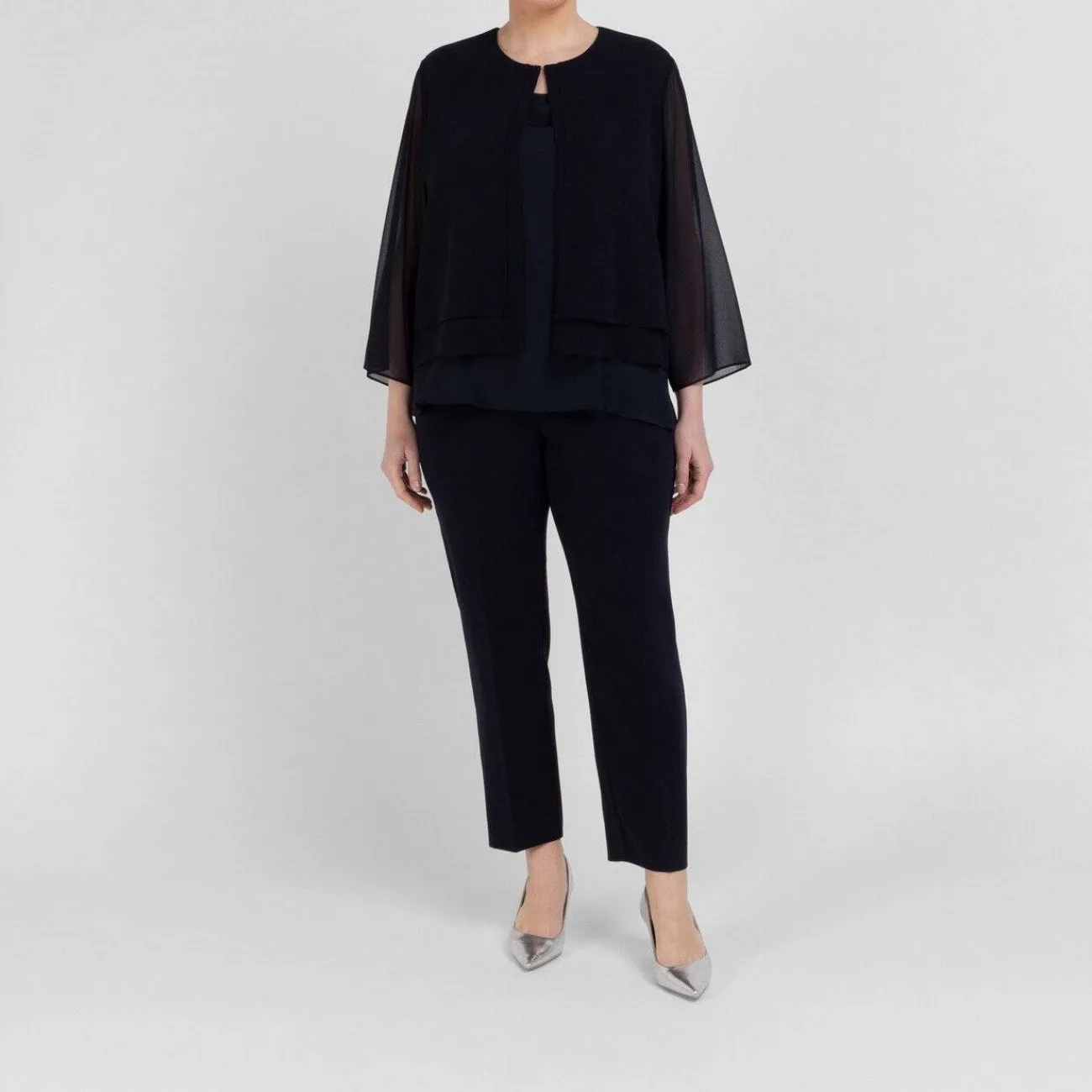 Online Persona by Marina Rinaldi Georgette Jacket Navy