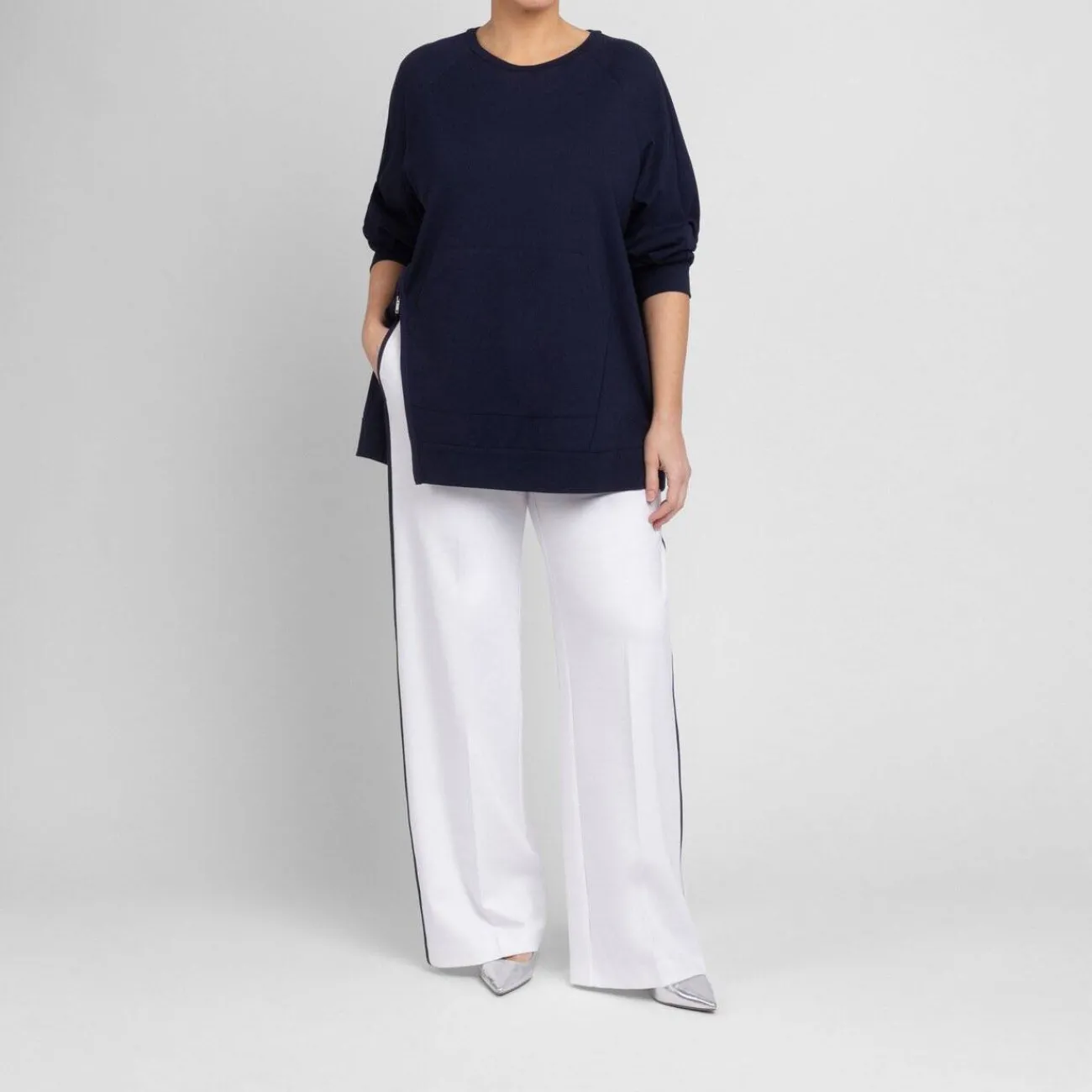 Discount Persona by Marina Rinaldi Jersey Zip Detail Tunic Navy