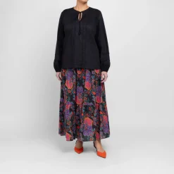 New Persona by Marina Rinaldi Floral Print Tiered Skirt