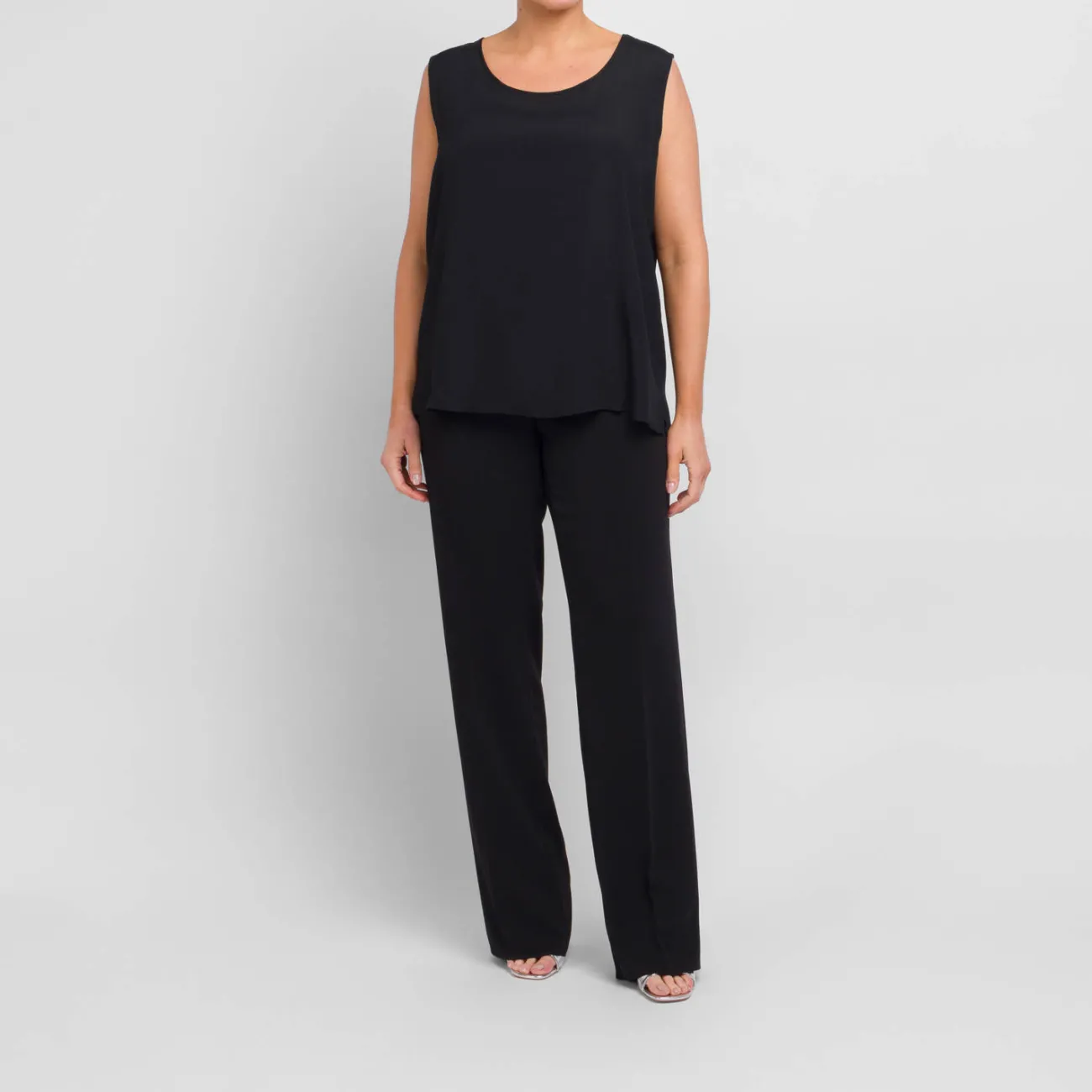 New Persona Elegante Persona By Marina Rinaldi Silk Acetate Vest Optional Sleeve Black