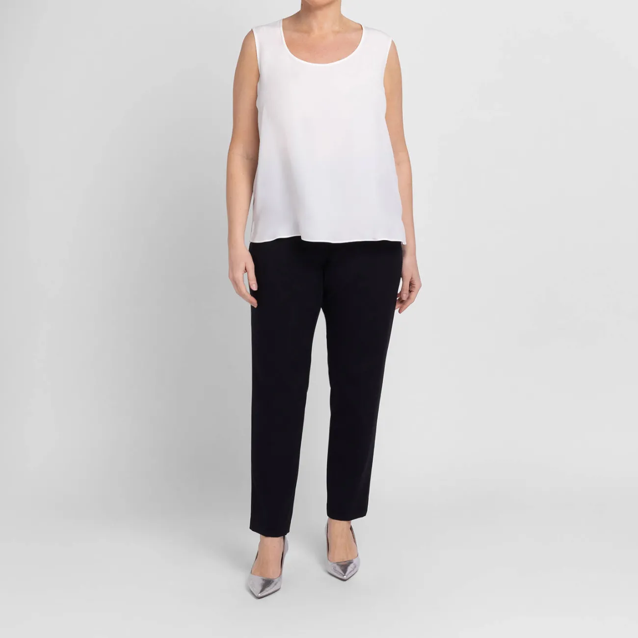 Best Persona by Marina Rinaldi Silk Acetate Vest Optional Sleeve White