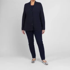Fashion Persona by Marina Rinaldi Ribbed Cotton Cardigan Navy