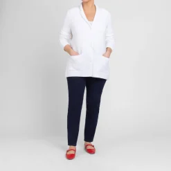 Online Persona by Marina Rinaldi Ribbed Cotton Cardigan White