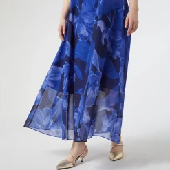 Best Persona by Marina Rinaldi Floral Print Dress Optional Sleeve Blue