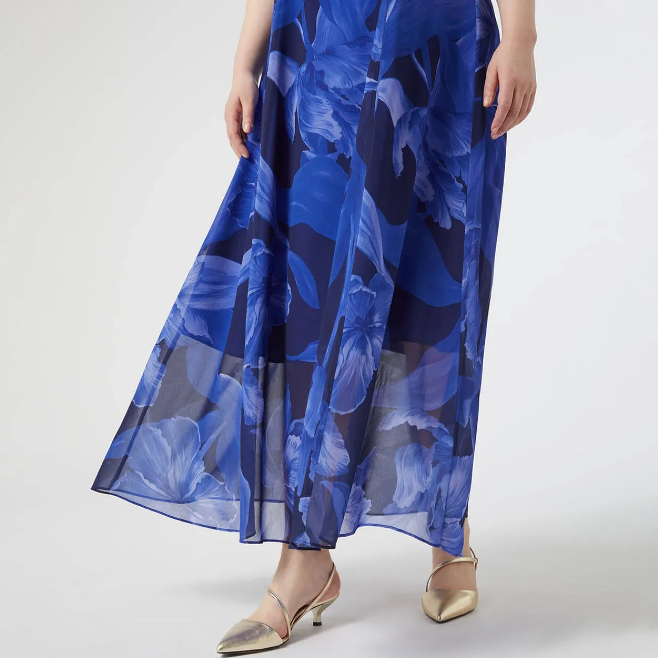 Best Persona by Marina Rinaldi Floral Print Dress Optional Sleeve Blue