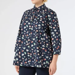 Online Persona by Marina Rinaldi Cotton Print Shirt Navy