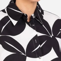 Online Persona by Marina Rinaldi Cotton Poplin Printed Shirt Khaki