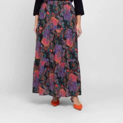 New Persona by Marina Rinaldi Floral Print Tiered Skirt