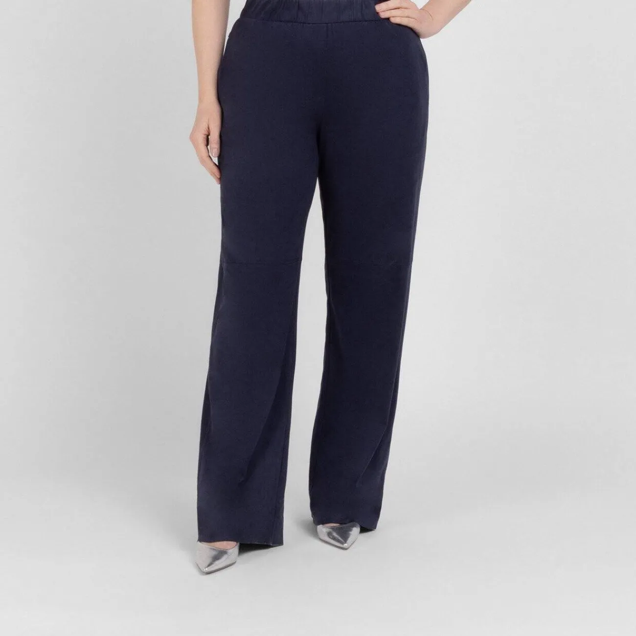 Online Persona by Marina Rinaldi Suedette Trousers Navy
