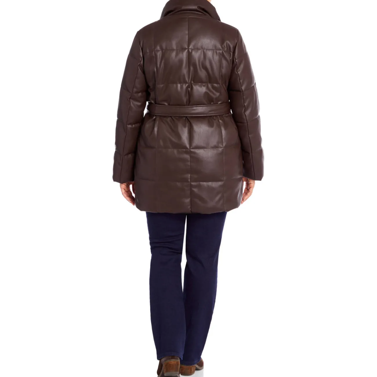 Discount Persona by Marina Rinaldi FAUX-LEATHER PUFFER BROWN