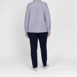 Online Persona by Marina Rinaldi Stripe Cotton Shirt Navy