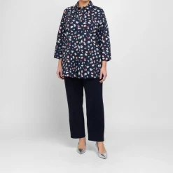 Online Persona by Marina Rinaldi Cotton Print Shirt Navy