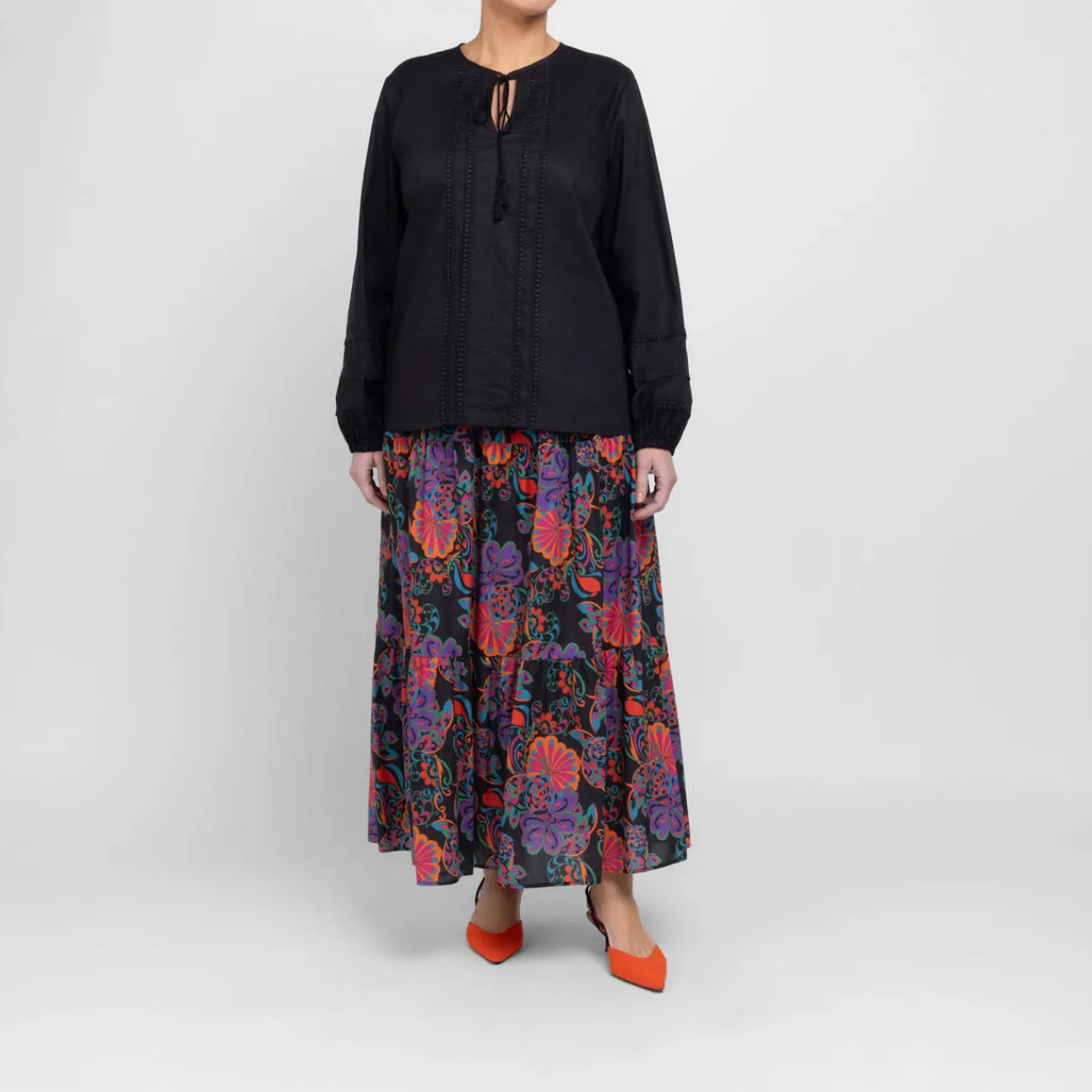 Best Persona by Marina Rinaldi Tunic Cotton Black