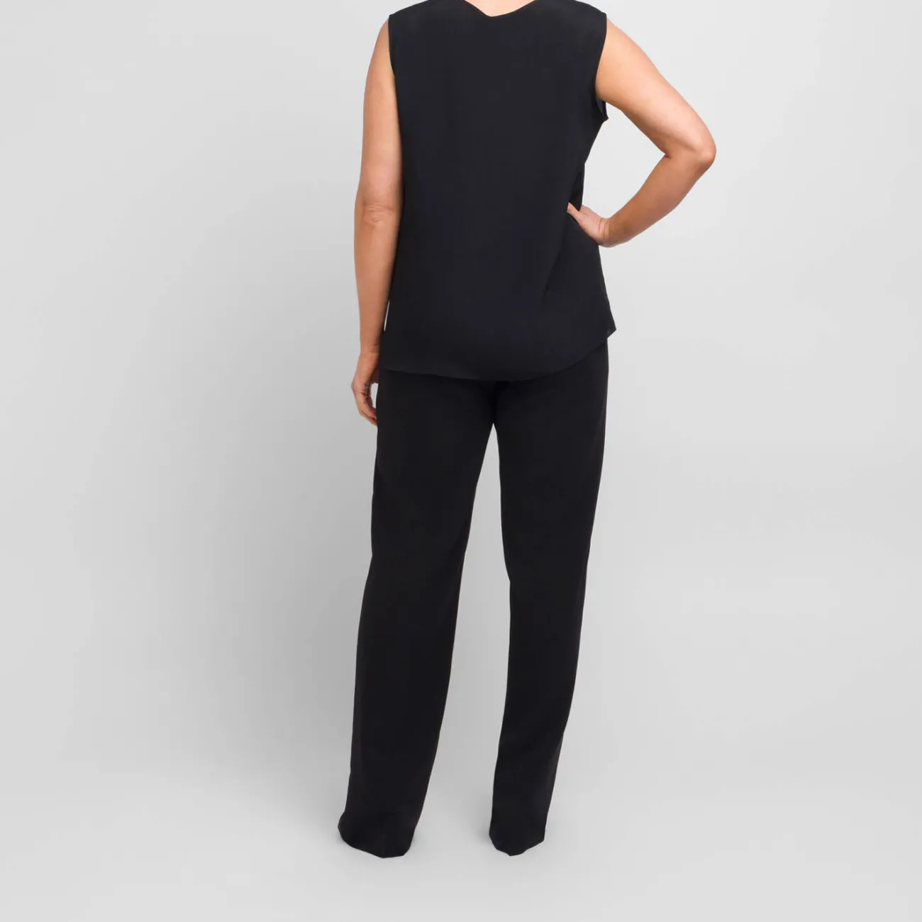 New Persona Elegante Persona By Marina Rinaldi Silk Acetate Vest Optional Sleeve Black