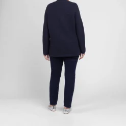 Fashion Persona by Marina Rinaldi Ribbed Cotton Cardigan Navy
