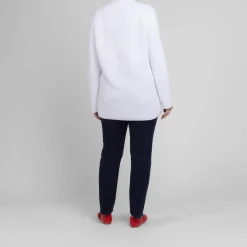 Online Persona by Marina Rinaldi Ribbed Cotton Cardigan White