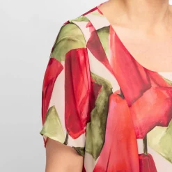 Best Persona by Marina Rinaldi Floral Print Dress Optional Sleeve Coral