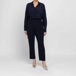 Hot Persona by Marina Rinaldi Silk Blend Crepe de Chine Shirt Navy