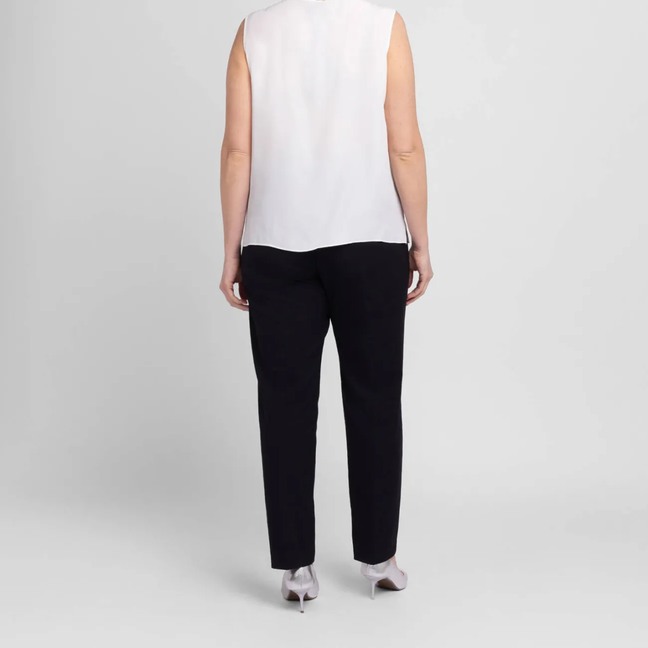 Best Persona by Marina Rinaldi Silk Acetate Vest Optional Sleeve White