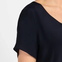 Fashion Persona by Marina Rinaldi Silk Acetate Vest Optional Sleeve Navy