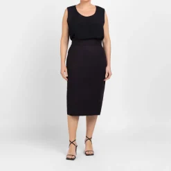 New Persona Elegante Persona By Marina Rinaldi Silk Acetate Vest Optional Sleeve Black