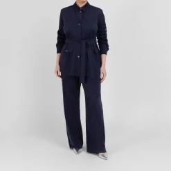 Online Persona by Marina Rinaldi Suedette Trousers Navy
