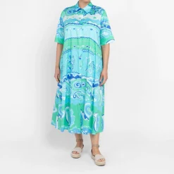 New Piero Moretti Abstract Print Cotton Dress