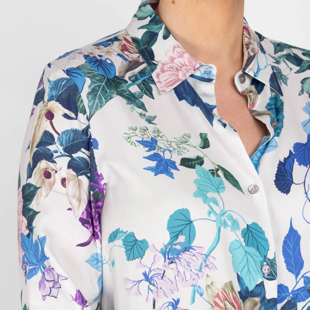 Fashion Piero Moretti Floral and Leaf Printed Shirt White