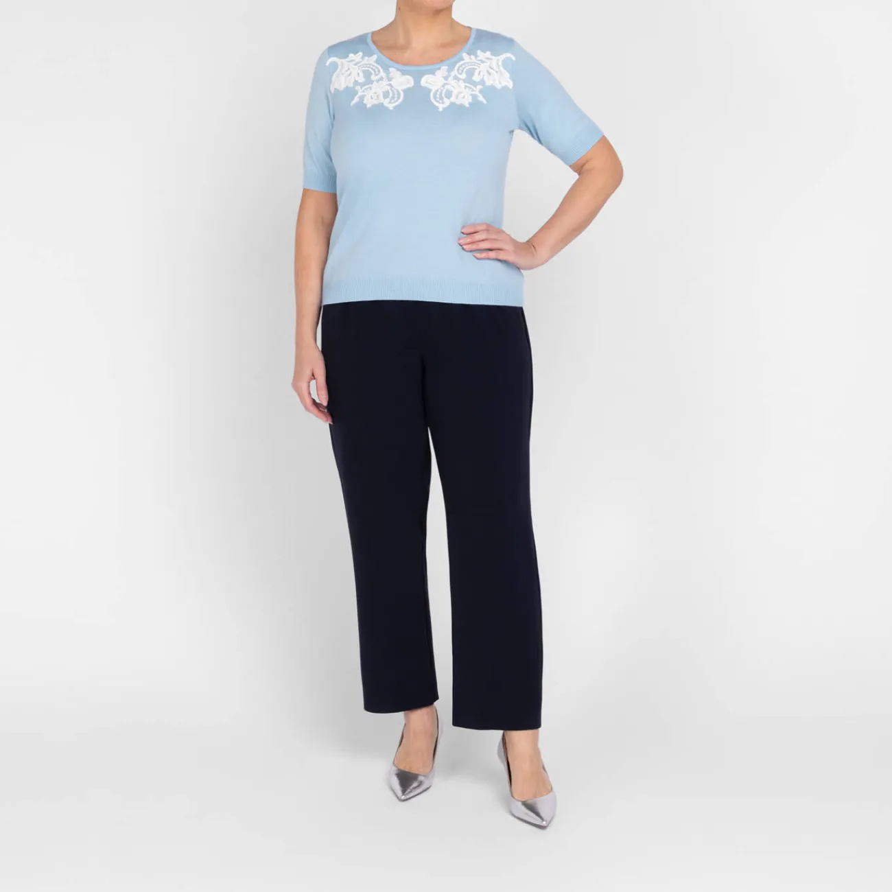 Clearance Piero Moretti Merino Applique Twinset Pale Blue