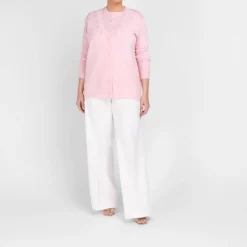 Fashion Piero Moretti Merino Pearl Embellished Cardigan Twinset Pale Pink