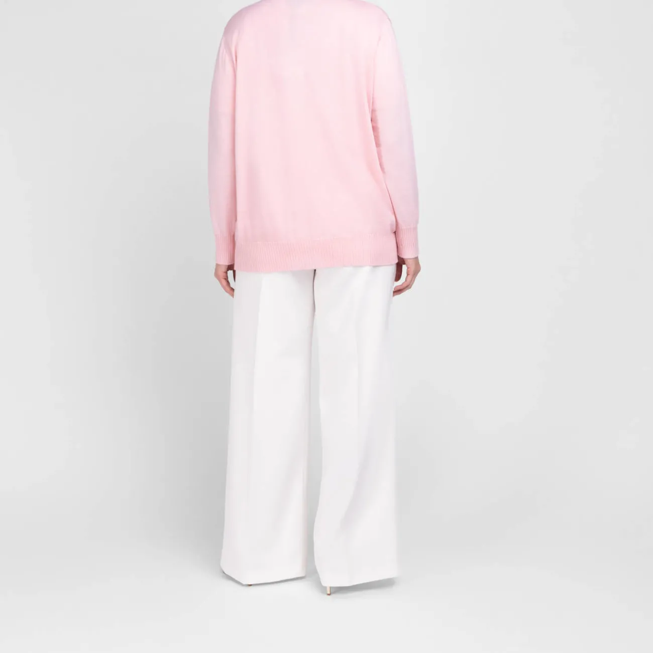 Fashion Piero Moretti Merino Pearl Embellished Cardigan Twinset Pale Pink