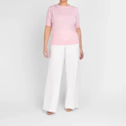 Fashion Piero Moretti Merino Pearl Embellished Cardigan Twinset Pale Pink