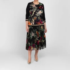 Hot Piero Moretti Pleated Printed Skirt Black